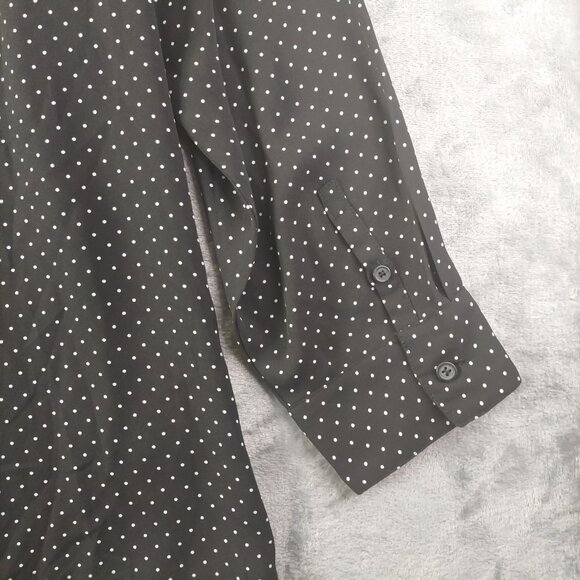 Lane Bryant Women’s 18/20 Black Polka Dot Blouse ButtonUp Career Office Plussize - Picture 9 of 12